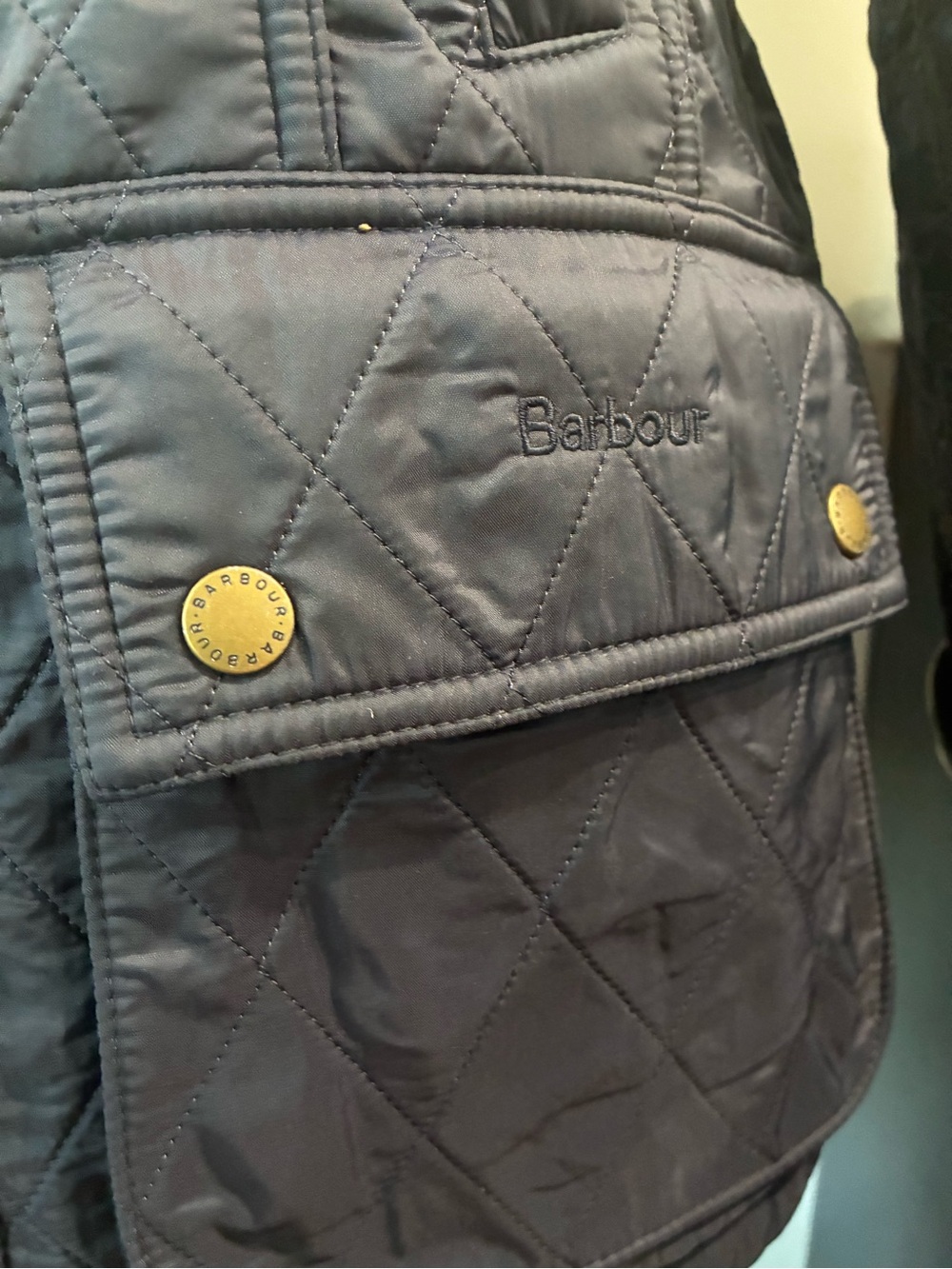 Barbour Black Quilted Coat Corduroy Collar Tartan Plaid lining Bomber Jacket - Picture 5 of 6
